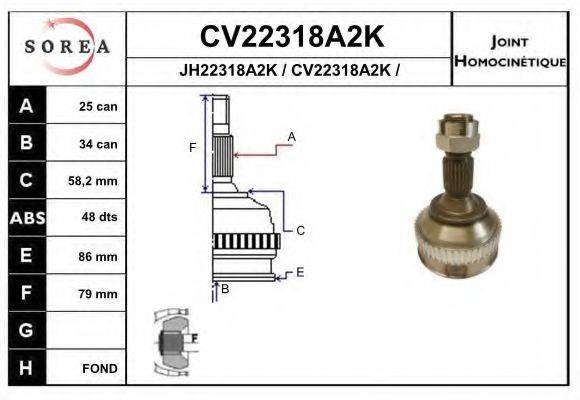 EAI CV22318A2K Шарнірний комплект, приводний вал