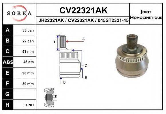 EAI CV22321AK Шарнірний комплект, приводний вал