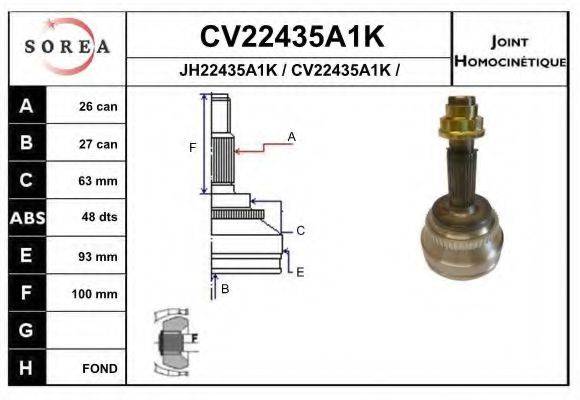 EAI CV22435A1K Шарнірний комплект, приводний вал