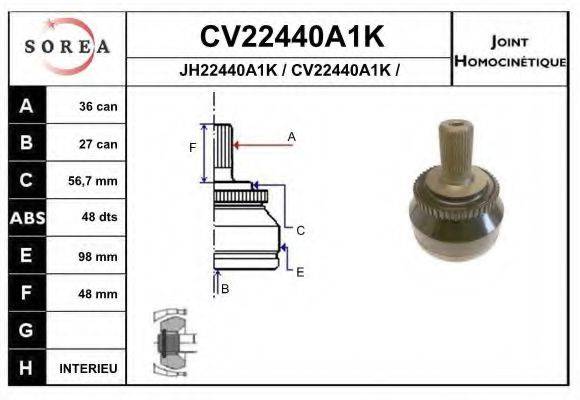 EAI CV22440A1K Шарнірний комплект, приводний вал