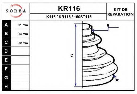 EAI KR116 Комплект пильника, приводний вал