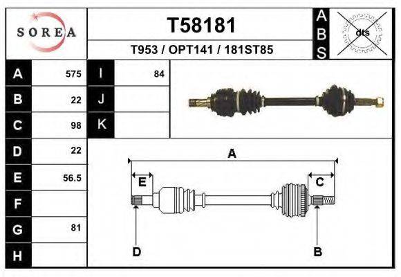 EAI T58181 Приводний вал