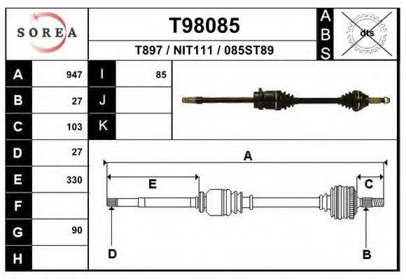 EAI T98085 Приводний вал