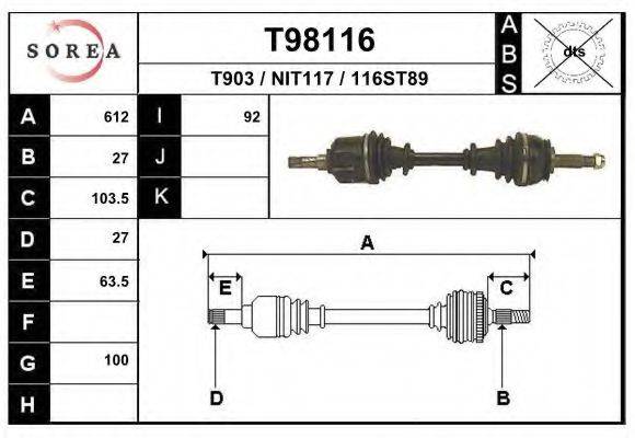 EAI T98116 Приводний вал