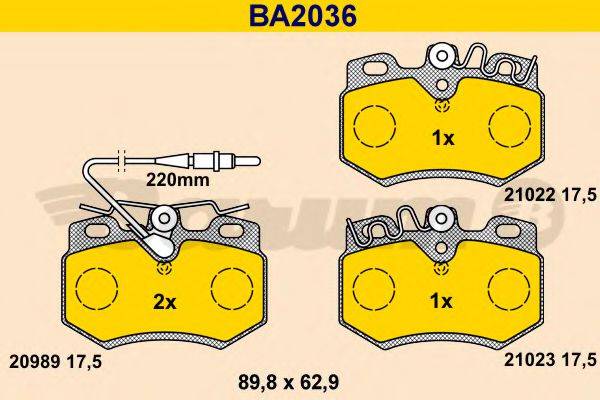 BARUM BA2036 Комплект гальмівних колодок, дискове гальмо