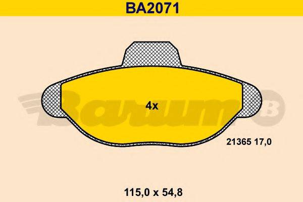 BARUM BA2071 Комплект гальмівних колодок, дискове гальмо