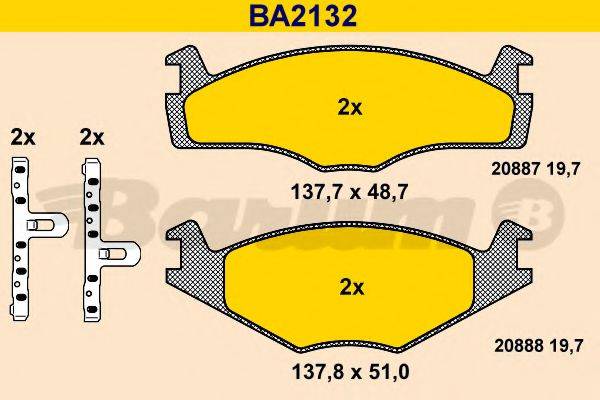 BARUM BA2132 Комплект гальмівних колодок, дискове гальмо