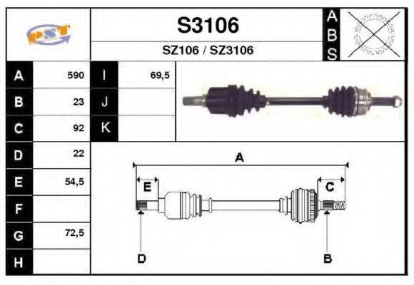 SNRA S3106 Приводний вал