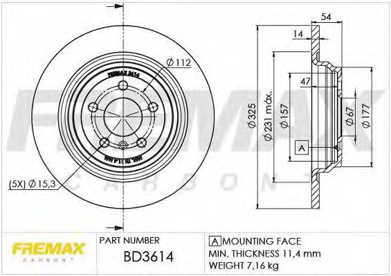 FREMAX BD3614 гальмівний диск