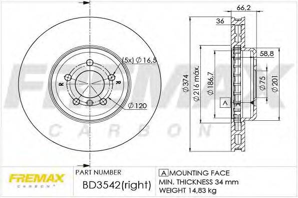 FREMAX BD3542 гальмівний диск