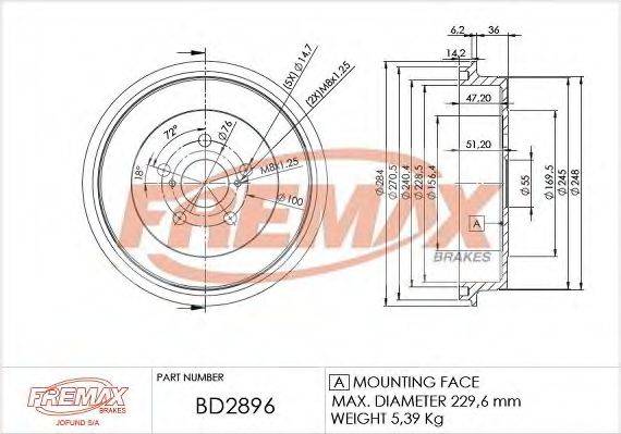 FREMAX BD2896 Гальмівний барабан