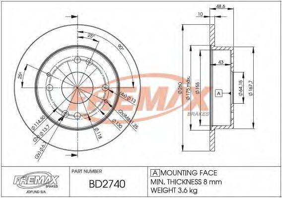 FREMAX BD2740 гальмівний диск