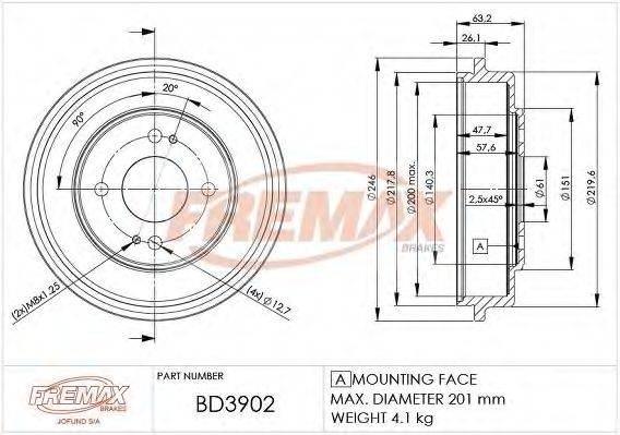 FREMAX BD3902 Гальмівний барабан