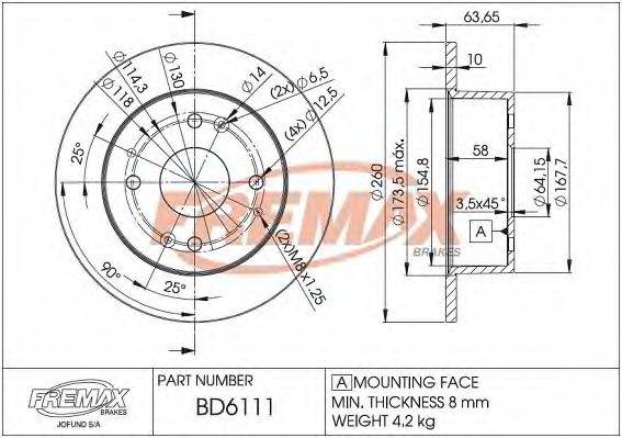 FREMAX BD6111 гальмівний диск