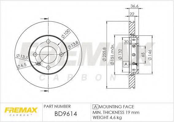 FREMAX BD9614 гальмівний диск