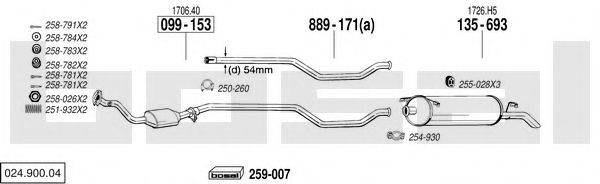 BOSAL 02490004 Система випуску ОГ