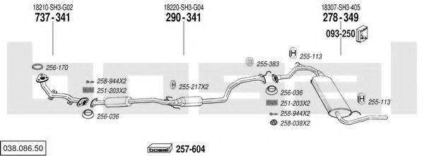 BOSAL 03808650 Система випуску ОГ