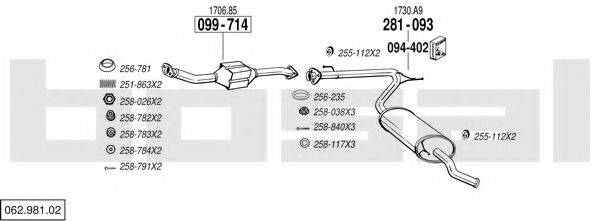 BOSAL 06298102 Система випуску ОГ