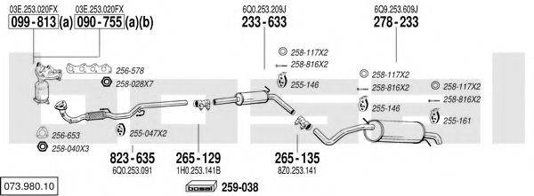 BOSAL 07398010 Система випуску ОГ