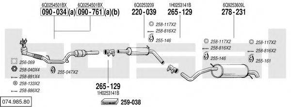 BOSAL 07498580 Система випуску ОГ