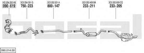 BOSAL 09001400 Система випуску ОГ