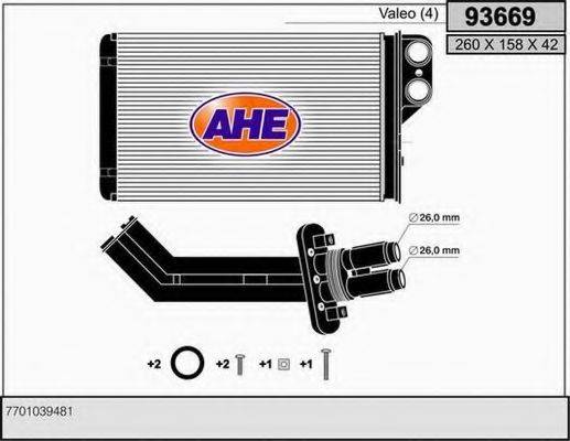 AHE 93669 Теплообмінник, опалення салону