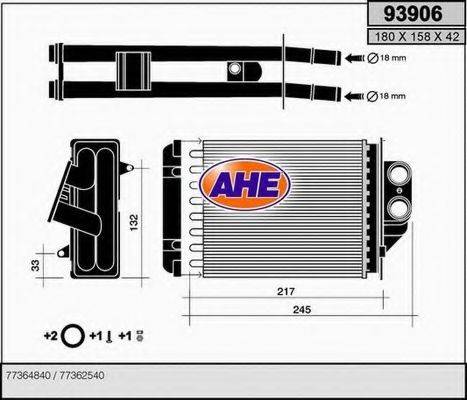 AHE 93906 Теплообмінник, опалення салону