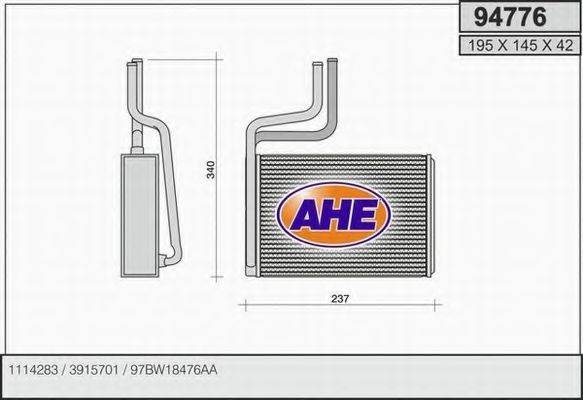 AHE 94776 Теплообмінник, опалення салону