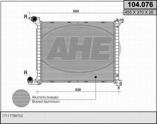 AHE 104076 Радіатор, охолодження двигуна