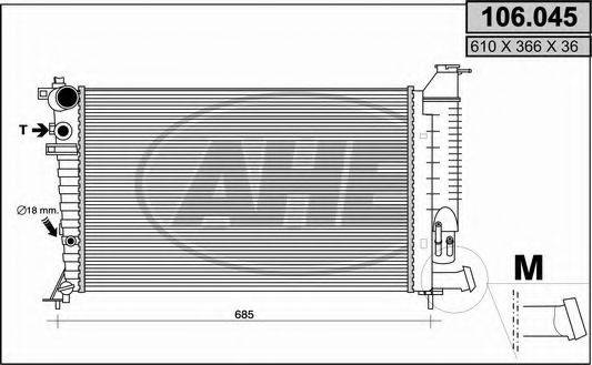 AHE 106045 Радіатор, охолодження двигуна