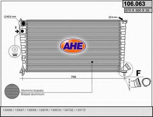 AHE 106063 Радіатор, охолодження двигуна