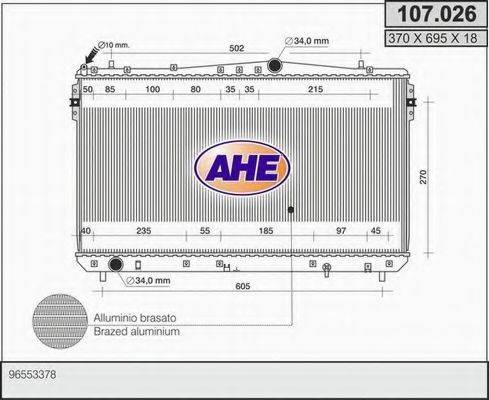 AHE 107026 Радіатор, охолодження двигуна