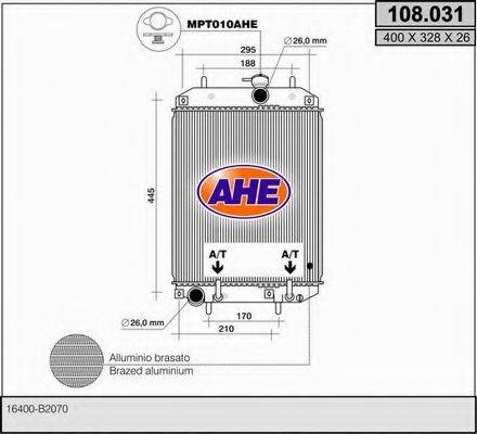 AHE 108031 Радіатор, охолодження двигуна