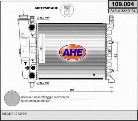 AHE 109004 Радіатор, охолодження двигуна