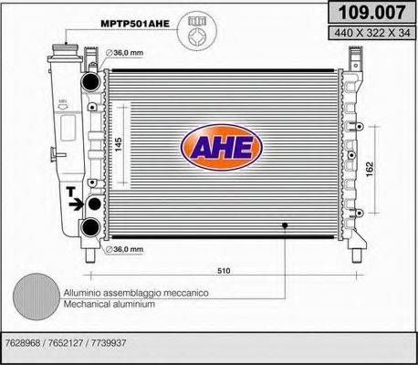 AHE 109007 Радіатор, охолодження двигуна