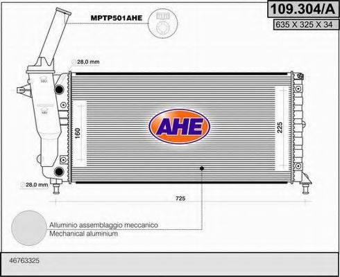 AHE 109304A Радіатор, охолодження двигуна