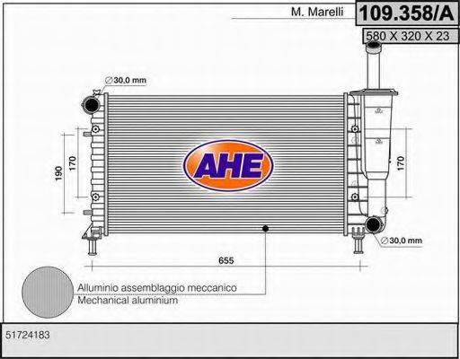 AHE 109358A Радіатор, охолодження двигуна