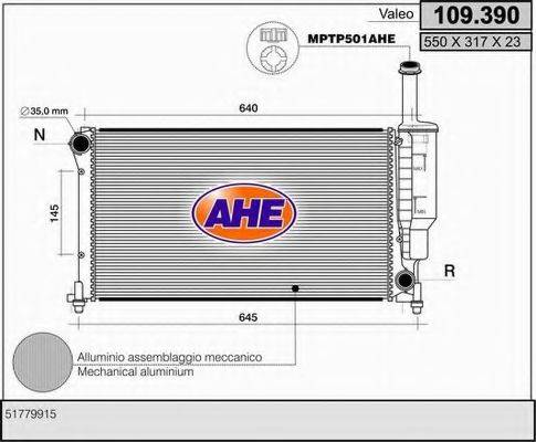 AHE 109390 Радіатор, охолодження двигуна