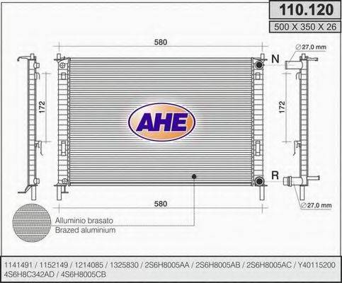 AHE 110120 Радіатор, охолодження двигуна