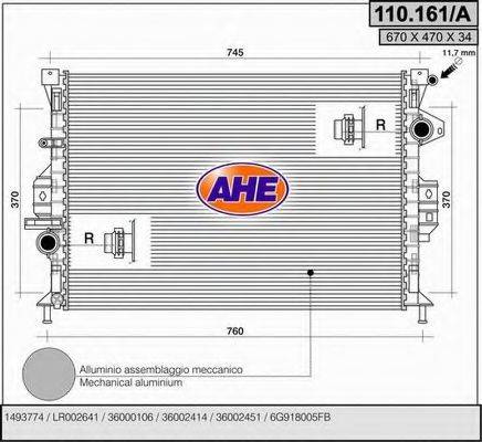 AHE 110161A Радіатор, охолодження двигуна