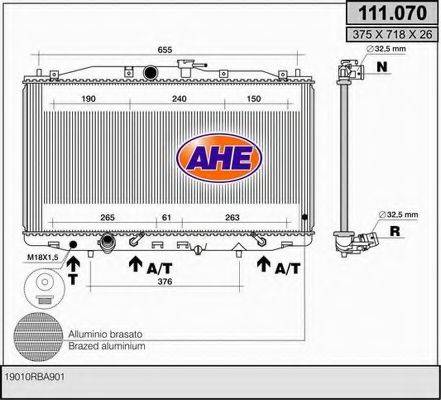 AHE 111070 Радіатор, охолодження двигуна