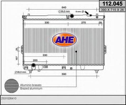 AHE 112045 Радіатор, охолодження двигуна