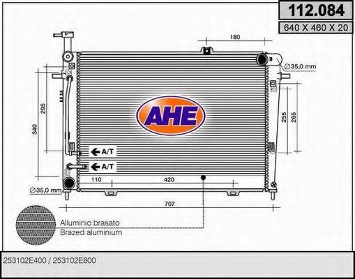 AHE 112084 Радіатор, охолодження двигуна