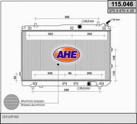 AHE 115046 Радіатор, охолодження двигуна