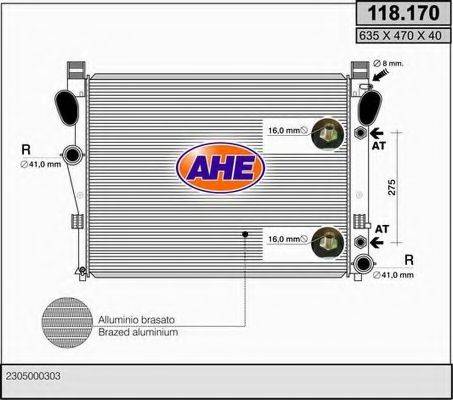 AHE 118170 Радіатор, охолодження двигуна