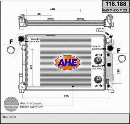 AHE 118188 Радіатор, охолодження двигуна