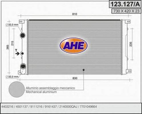 AHE 123127A Радіатор, охолодження двигуна