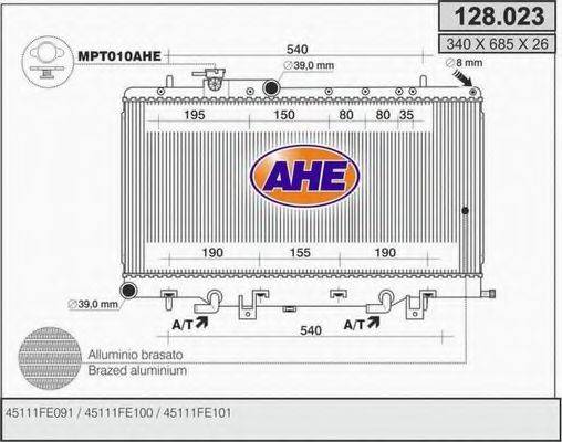 AHE 128023 Радіатор, охолодження двигуна