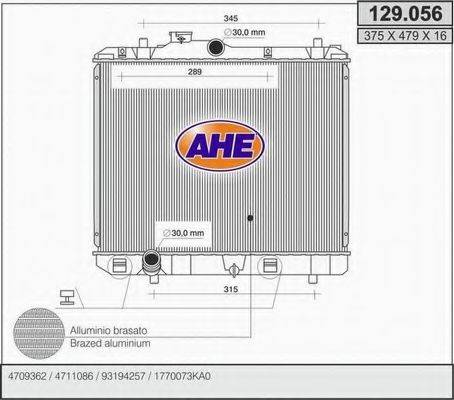 AHE 129056 Радіатор, охолодження двигуна