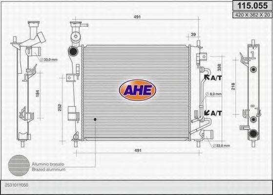 AHE 115055 Радіатор, охолодження двигуна